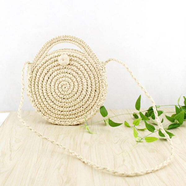 FGGS Round Paper rope Beach Bag Summer mini Vintage Handmade Crossbody straw Bag Girls Circle Rattan 2