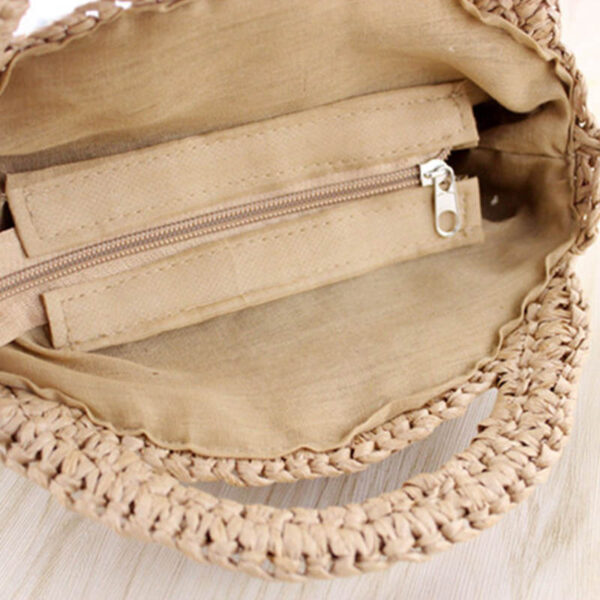 FGGS Round Paper rope Beach Bag Summer mini Vintage Handmade Crossbody straw Bag Girls Circle Rattan 4