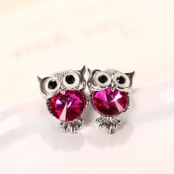 Fashion Cute Crystal Owl Girls Stud Earrings For Women Vintage Gold Color Animal Statement Earrings Free 2