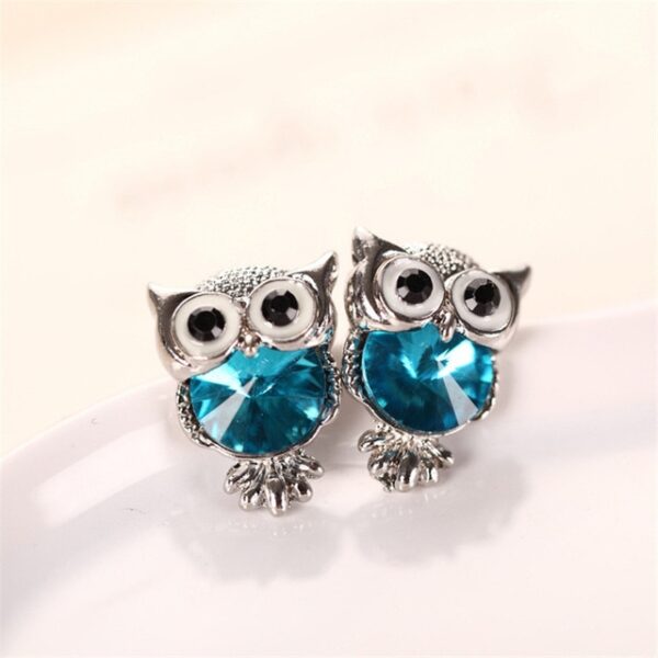 Fashion Cute Crystal Owl Girls Stud Earrings Para sa mga Babaye Vintage Gold Color Animal Statement Earrings Libre 2.jpg 640x640 2