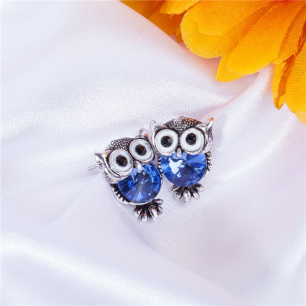 Fashion Cute Crystal Owl Girls Stud Earrings Para sa mga Babaye Vintage Gold Color Animal Statement Earrings Libre 4