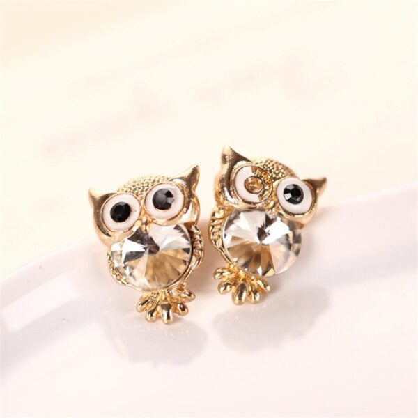 Fashion Cute Crystal Owl Girls Stud Earrings Alang sa Mga Babaye nga Bulawan nga Kulay sa Mga Pahayag sa Mga Babaye nga Mga Earrings Libre 4.jpg 640x640 4