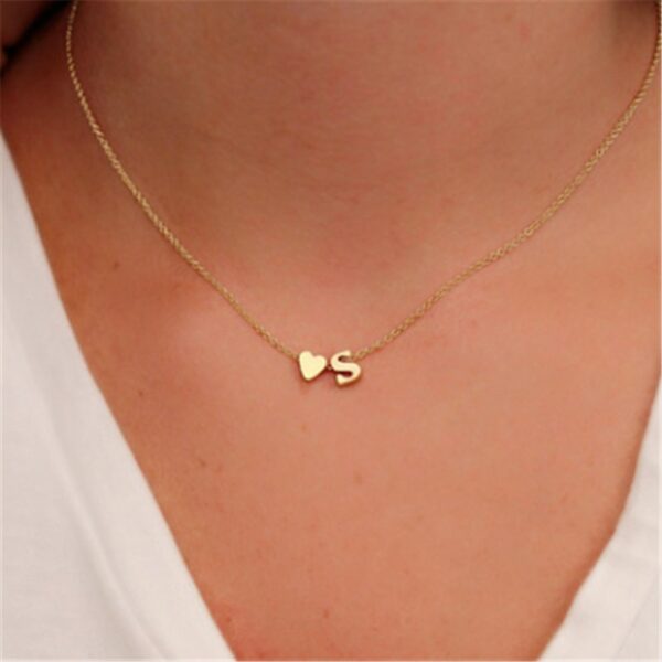 Zam Me me Dainty Heart Initial Necklace Personalized Letter Necklace Name Jewelry rau poj niam accessories hluas nkauj khoom plig