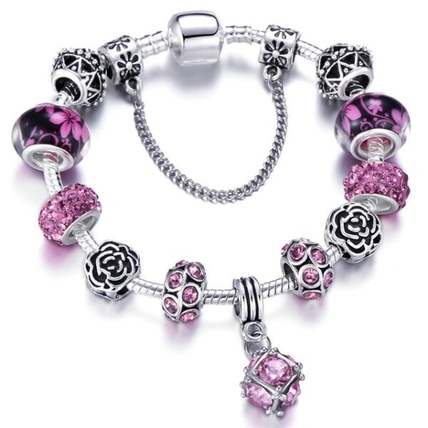 HOMOD Authentic Silver Plated 925 Crown Beads Key Crystal Heart Charm Gelang Cocok Untuk Gelang Pandora 10.jpg 640x640 10