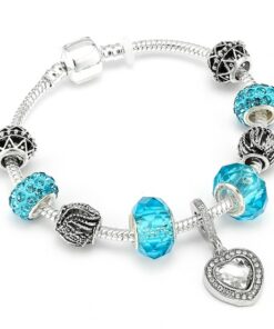 HOMOD Authentic Silver Plated 925 Crown Beads Key Crystal Heart Charm Bracelet Fits Pandora Bracelet For 13.jpg 640x640 13