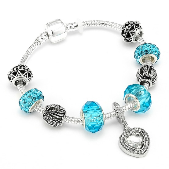 HOMOD Authentic Silver Plated 925 Crown Beads Key Crystal Heart Charm Gelang Cocok Untuk Gelang Pandora 13.jpg 640x640 13