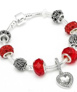 HOMOD Authentic Silver Plated 925 Crown Beads Key Crystal Heart Charm Bracelet Fits Pandora Bracelet For 14.jpg 640x640 14