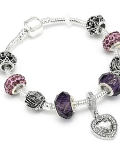 HOMOD Authentic Silver Plated 925 Crown Beads Key Crystal Heart Charm Bracelet Fits Pandora Bracelet For 15.jpg 640x640 15