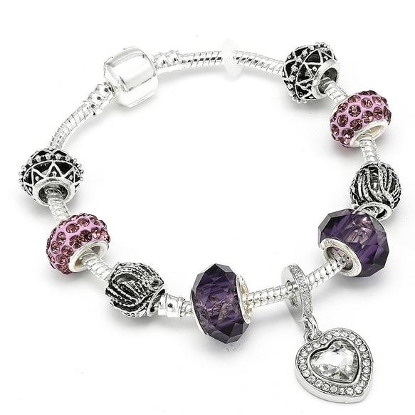 HOMOD Authentic Silver Plated 925 Crown Beads Key Crystal Heart Charm Gelang Cocok Untuk Gelang Pandora 15.jpg 640x640 15