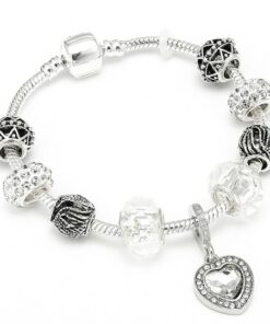 HOMOD Authentic Silver Plated 925 Crown Beads Key Crystal Heart Charm Bracelet Fits Pandora Bracelet For 16.jpg 640x640 16