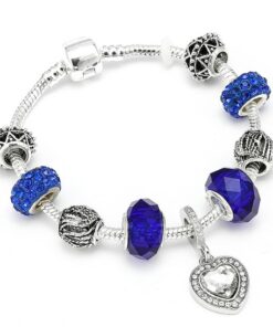 HOMOD Authentic Silver Plated 925 Crown Beads Key Crystal Heart Charm Bracelet Fits Pandora Bracelet For 17.jpg 640x640 17