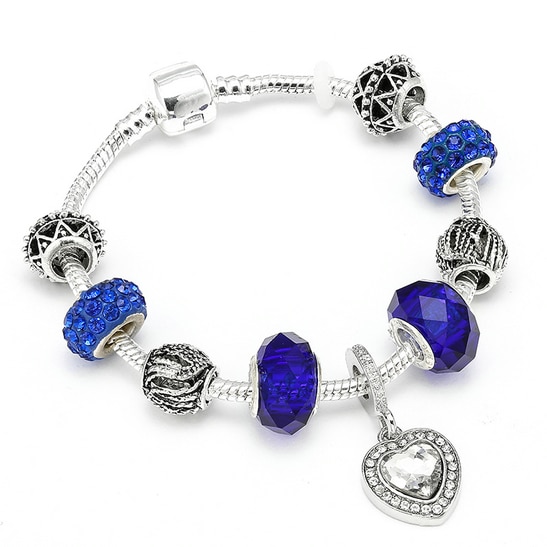 HOMOD Authentic Silver Plated 925 Crown Beads Key Crystal Heart Charm Gelang Cocok Untuk Gelang Pandora 17.jpg 640x640 17