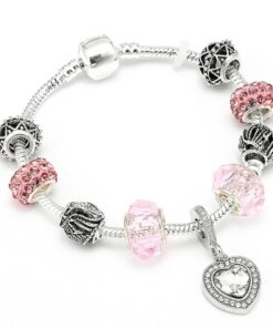 HOMOD Authentic Silver Plated 925 Crown Beads Key Crystal Heart Charm Bracelet Fits Pandora Bracelet For 18.jpg 640x640 18
