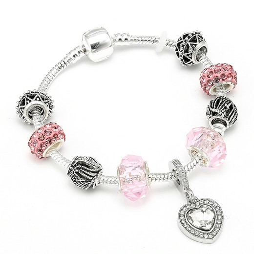 1 Mother Love Heart Charm Pink Leather Bracelet .925Sterling Silver – Bling  Jewelry