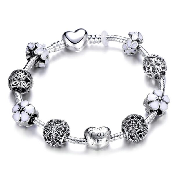 HOMOD Autentična posrebrena 925 krunasta perla Ključna kristalna srca Charm narukvica odgovara Pandora narukvici za 3.jpg 640x640 3