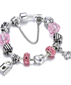 HOMOD Authentic Silver Plated 925 Crown Beads Key Crystal Heart Charm Bracelet Fits Pandora Bracelet For 4.jpg 640x640 4