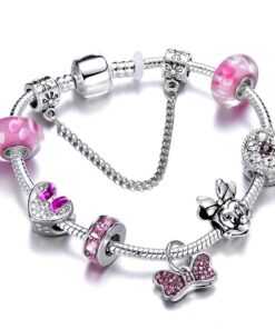 HOMOD Authentic Silver Plated 925 Crown Beads Key Crystal Heart Charm Bracelet Fits Pandora Bracelet For 5.jpg 640x640 5