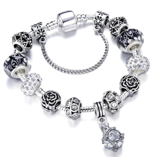 HOMOD Authentic Silver Plated 925 Crown Beads Key Crystal Heart Charm Gelang Cocok Untuk Gelang Pandora 8.jpg 640x640 8