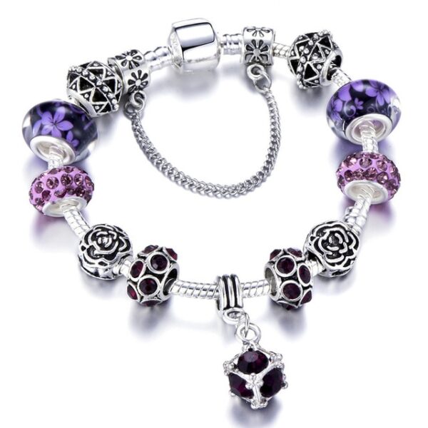 HOMOD Authentic Silver Plated 925 Crown Beads Key Crystal Heart Charm Gelang Cocok Untuk Gelang Pandora 9.jpg 640x640 9