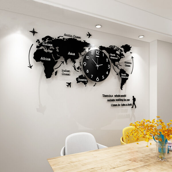 Large World Map Luminova Wall Clocks Modern Design 3D Digital Glow in Dark Hanging Clock Ultra 2