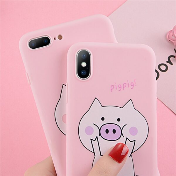 Lovebay Cartoon Pig For iPhone 6 6s 7 8 Plus X Phone Case Fashion Funny Soft 3