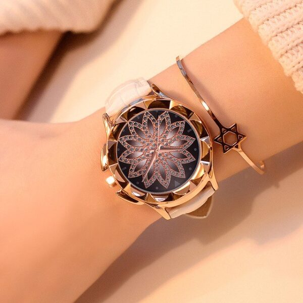 Luxury Brand Gold Watches alang sa mga Babaye Starry Rhinestone Dress Quartz Watches Ladies Creative Wristwatch Leather Strap 2..jpg 640x640 2