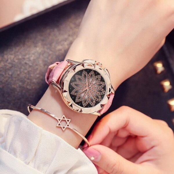 Luxury Brand Gold Watches alang sa mga Babaye Starry Rhinestone Dress Quartz Watches Ladies Creative Wristwatch Leather Strap 3..jpg 640x640 3