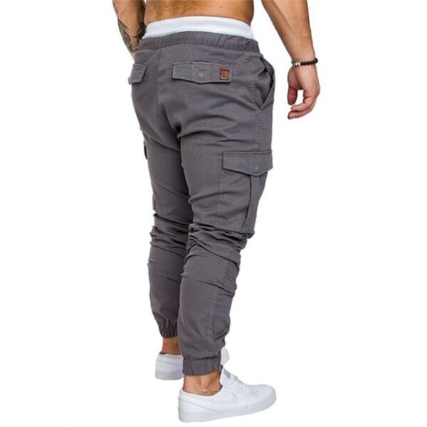 Mga Lalaki nga Daghang bulsa nga Cargo Pants Elastic Waist Hip Hop Fitness Pants Solid Color Casual Trousers 1.jpg 640x640 1