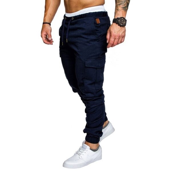 Mens Multi pocket Cargo Pants Elastic Waist Hip Hop Fitness Pants Solid Color Kaswal nga Trousers 4.jpg 640x640 4