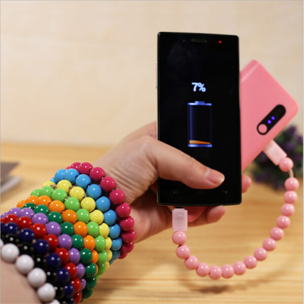 Micro USB2 0 Kreatyf USB Data Sync Oplaadkabel Bead Armbandlader Pure kleur foar iPhone 5