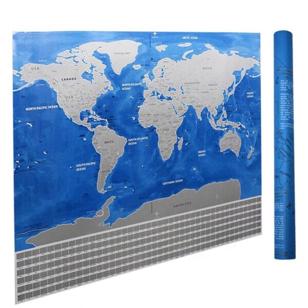 Bag-ong Disenyo sa Ocean Deluxe Scratch Maps Wall Stickers nga Luxury Edition sa World World Map Wall Decor Labing 3