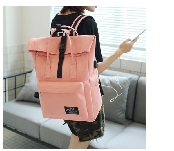 Bag-ong Babaye nga External USB Charge Backpack Canvas Backpack Laki nga Mochila Escolar Girls Laptop Backpack Mga School Bag 2