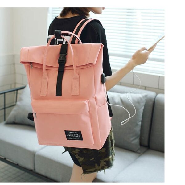 New Women External USB Charge Backpack Canvas Backpack Male Mochila Escolar Girls Laptop Backpack School Bags 2