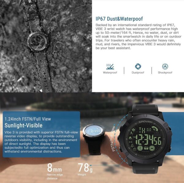 Pop Lalaki Smart Watch Gaya Militer Kabugaran Tracker Pedometer smartwatch Kaméra Jauh Kelas Super Tangguh Smart 1