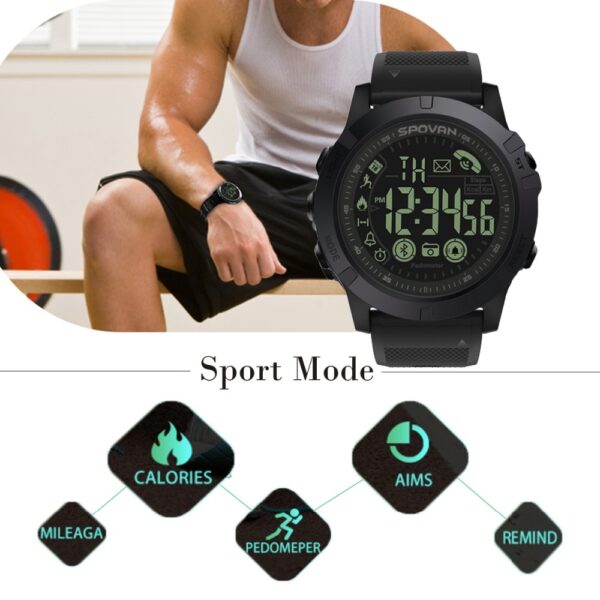 Reloj inteligente Pop Men, rastreador de fitness de estilo militar, podómetro, reloj inteligente, cámara remota, grado súper resistente inteligente 2