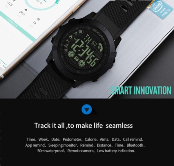 Pop Men Smart Watch Аскердик стилдеги фитнес трекер педометр акылдуу сааты Remote Camera Grade Super Tough Smart 5