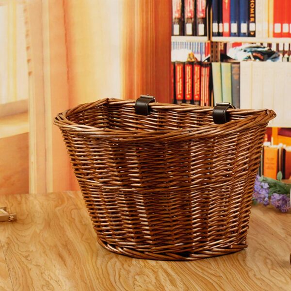 Wicker Front Handlebar Bike Basket Cargo Hand woven Beautiful Lines Sturdy And Durable Folk Craftsmanship Bicycle 2