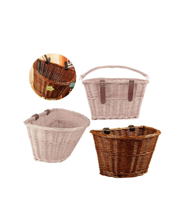 Wicker Front Handlebar Bike Basket Cargo Hand woven Beautiful Lines Sturdy And Durable Folk Craftsmanship Bicycle 6