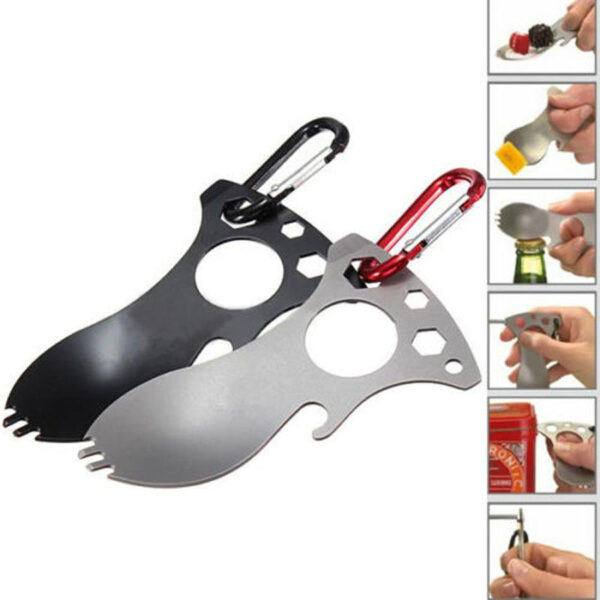 1pcs Hot Shitje çeliku inox Taktike Spork Spoon Pirun Kamping me shumë vegla për Survival Outdoor Komplete udhëtimi EDC