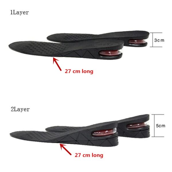 3 9cm Taas Pagtaas sa Insole Cushion Taas nga Lift Adjustable Giputol nga Tikod sa Sapatos Insert Mas Taas Babaye Mga Lalaki 1