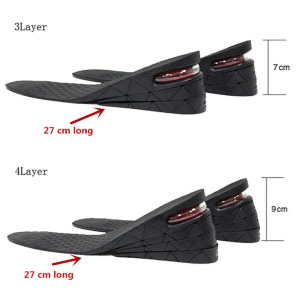 3 9cm Taas Pagtaas sa Insole Cushion Taas nga Lift Adjustable Giputol nga Tikod sa Sapatos Insert Mas Taas Babaye Mga Lalaki 2