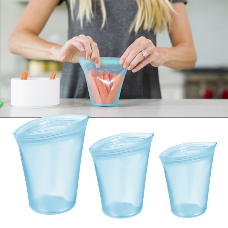Silicone Food Storage Containers Leakproof Containers Reusable Stand Up Zip  XEA 