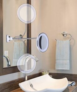 360 Swivel 10x Magnifying Bright LED Lighted Makeup Mirror Adjustable Flexible Bendable Gooseneck Wall Mounted Bathroom
