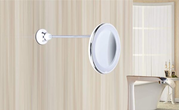 360 Swivel 10x Magnifying Imọlẹ Imọlẹ Imọlẹ Imọlẹ LED Ti o ṣatunṣe Yiyi rọ Bendable Gooseneck Wall Mounted Bathroom 3