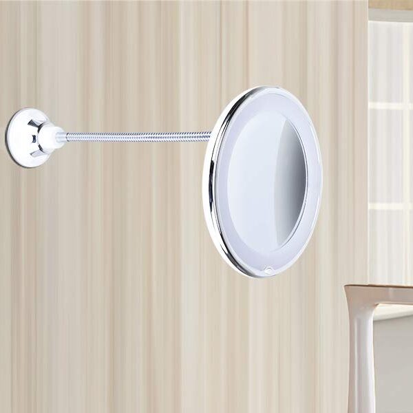360 Swivel 10x Magnifying Bright LED Lighted Makeup Mirror Adjustable Flexible Bendable Gooseneck Wall Mounted Bathroom 3