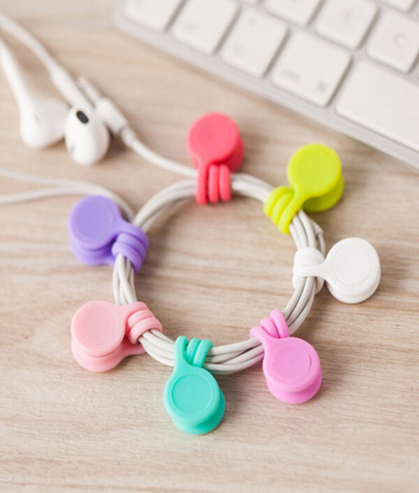 កញ្ចប់ 3pcs Cute Magnet Earphone Cables Clips Korean Kawaii Stationary Cord Winder Organizer Desk Accessory 1 2