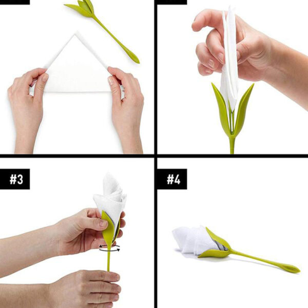 4pcs Serviette Holders Napkin Holders Green Stemmed Plastic Twist Flower Buds for Tables for Making Original 3 800x800 1