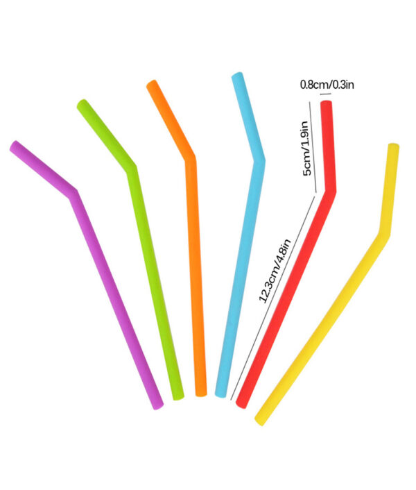 6Pcs Reusable Silicone Drinking Straws Set Extra Long Flexible Straws with Cleaning Brushes for 30 oz 1 1