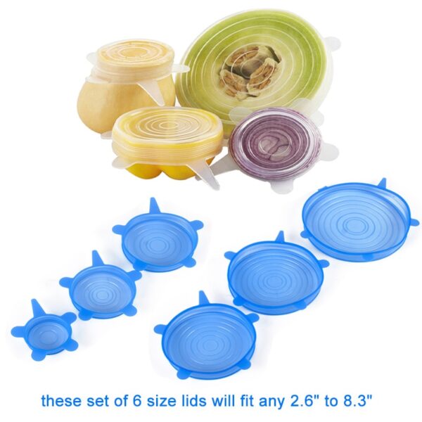 6Pcs Set Universal Silicone Stretch Lids Vacuum Seal Suction Cover Sealer Bowl Pot Silicone Cover kusina 1