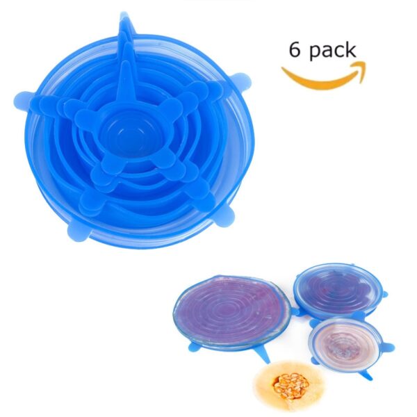 6Pcs Set Universal Silicone Stretch Lids Vacuum Seal Suction Cover Sealer Bowl Pot Silicone Cover kusina 3